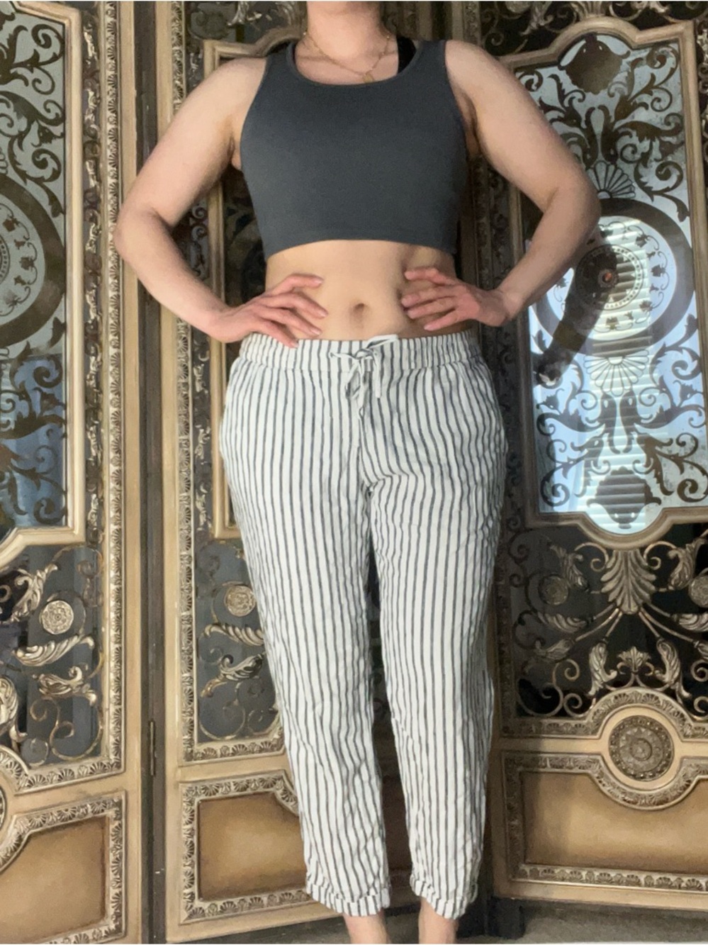 Old Navy Black and White Striped Trousers